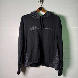 Champion Ladies’ Leopard Print Hoodie (black/gray) Sz XL